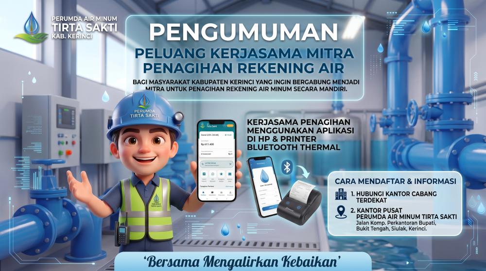 Perumda Tirta Sakti Buka Peluang Kerjasama Mitra Penagihan Rekening Air Mandiri